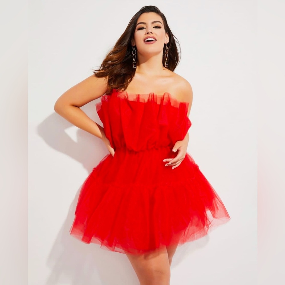 NWOT 4X “Curvy Girl” Ashley Stewart Red Tulle Dress